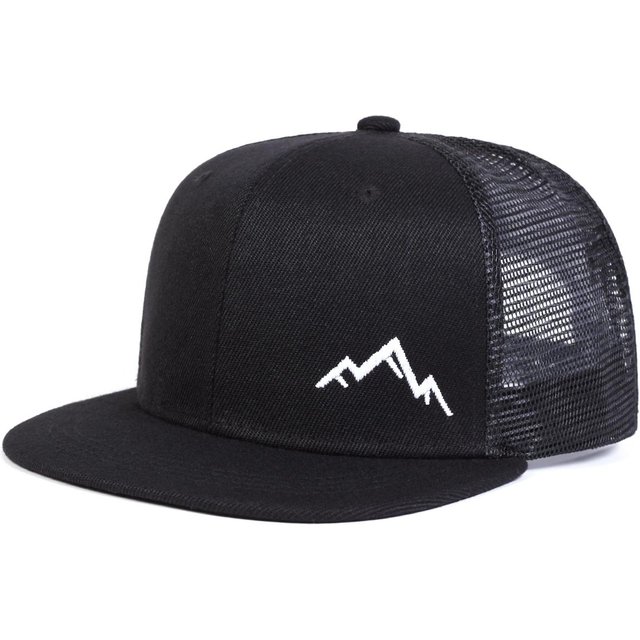 1 Stück Unisex Bergstickerei Hip Hop Netzmütze Outdoor Verstellbare Sonnencreme Freizeitmütze Frühling Herbst Reise Tourismus Urlaub black