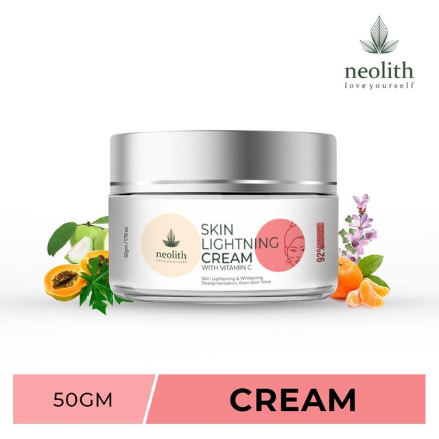 Neolith Skin Lightening Cream Tagescreme mit Vitamin C || Hautpflegend, aufhellend || Ohne Parabene, Silikone, Farbe, Mineralöl || 50 gr 50 GM weiß