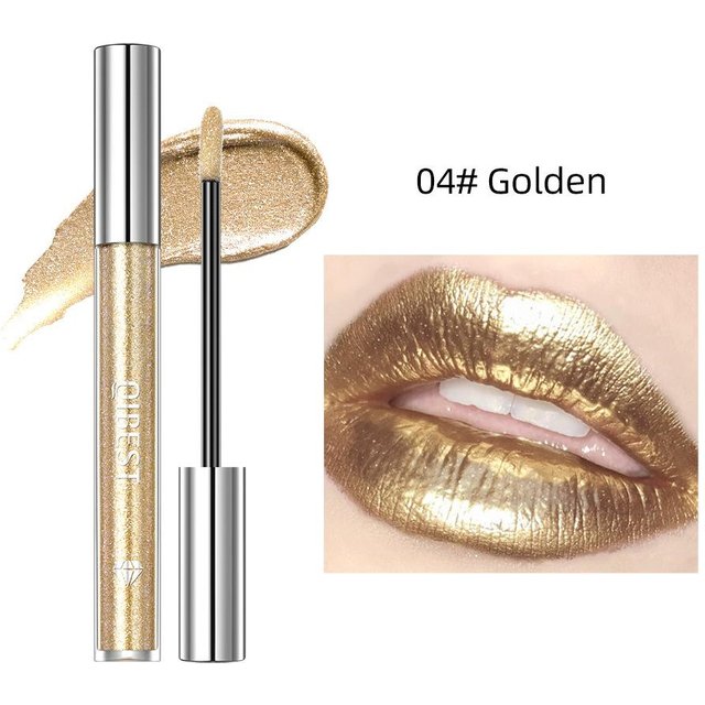 QIBEST Flüssiger Lippenstift, Diamant-Lidschatten, Dual-Purpose-Make-up, langanhaltende, einfache Farbe, Perlglanz-Glanz, Antihaft-Lippenglasur beige