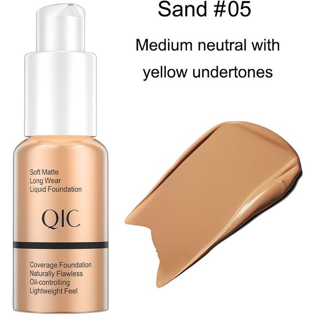 QIC 30 ml Matte Make-up-Grundierungscreme, professionell, zum Verdecken von Augenringen, flüssige, langanhaltende Augenkorrektur-Creme, Kosmetik 05 beige