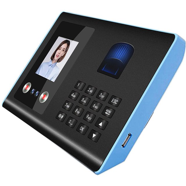 Machine de présence intelligente, reconnaissance faciale par empreinte digitale, mot de passe, horloge biométrique mixte pour les employés avec diffusion vocale EU Plug noir