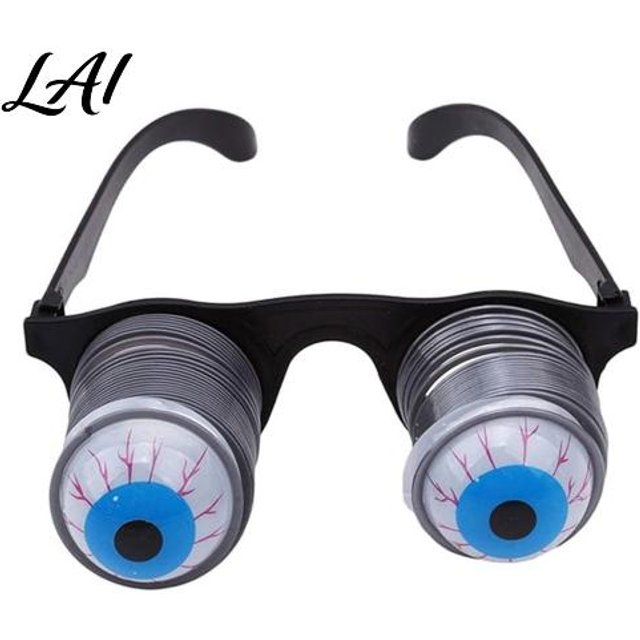 Leichte Brillen für alle Altersgruppen Pop-Out Augen Brillen Wackelig auf Federn Neuheit Dramatische Make-up Accessoires Cosplay Scherzbrillen Halloween gray
