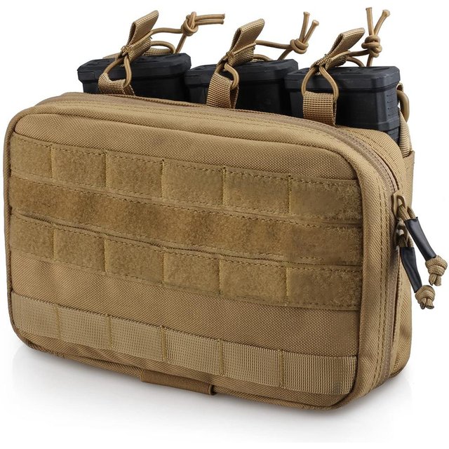 Pochette d'administration triple pour chargeurs Pochette à chargeurs Organisateur EDC utilitaire Molle Poche intérieure amovible Porte-chargeur pour M4 M16 5.56mm écorce tannante