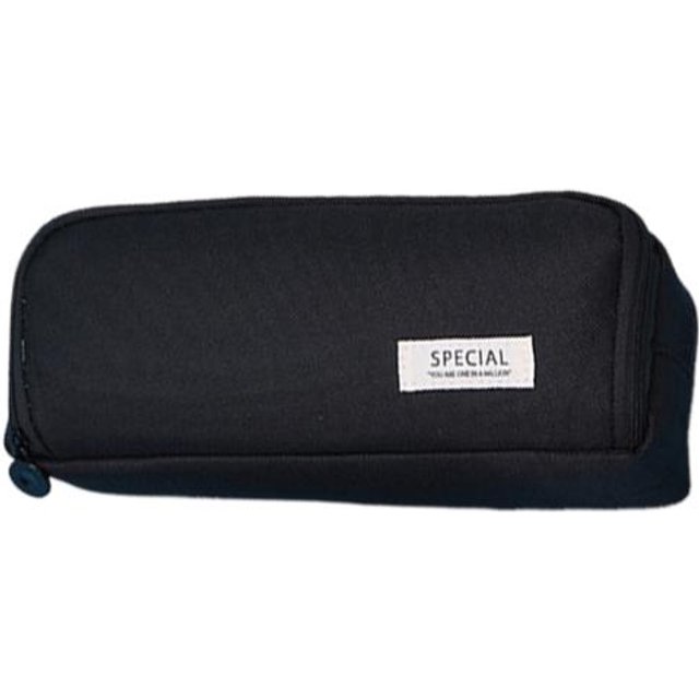 Großes Mäppchen Canvas Make-up-Tasche mit Reißverschluss Mehrere Fächer Stiftetasche Leichtgewichtiger Stifte-Organizer black