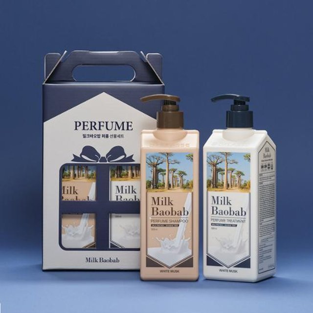 Milk Baobab Parfüm Haar Weißer Moschus Geschenkset (Shampoo 500 ml + Kur 500 ml) gray