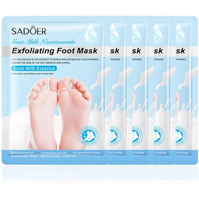 5 Paar SADOER Lavendel Fußmaske Feuchtigkeitsspendende Fußpeeling-Maske Anti-Aging Peeling-Fußpediküre Peeling Fußhautpflege