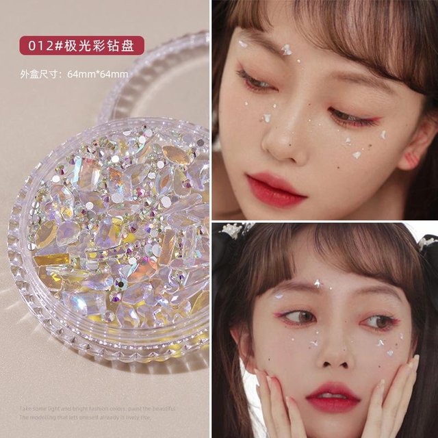 1 Box Augen Gesicht Make-up Gesichtsdekoration Schmetterling Diamant Perle Kleber Strass Glitzer Pailletten DIY Nail Art Dekoration brown