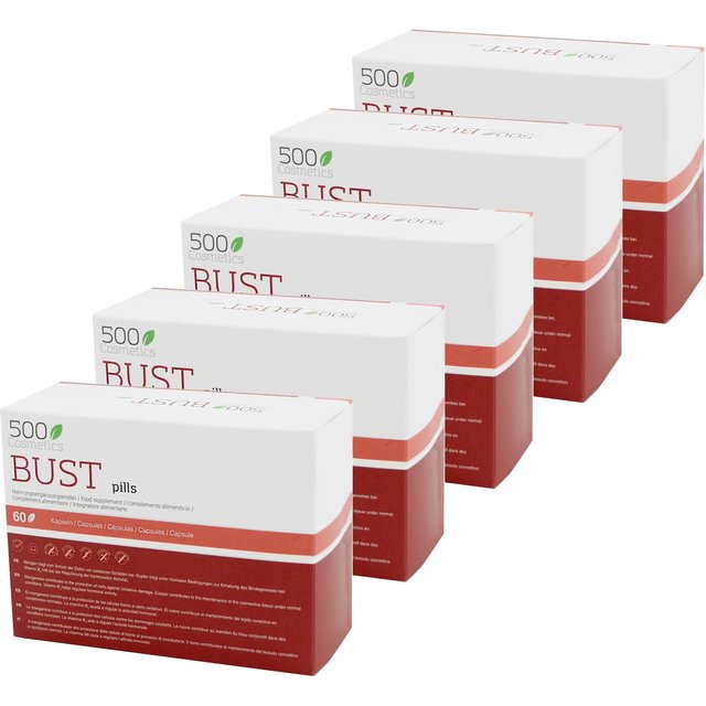 500COSMETICS BUST PILLS, Kapseln zur Straffung und Vergrößerung der Brüste Unique braun/weiß