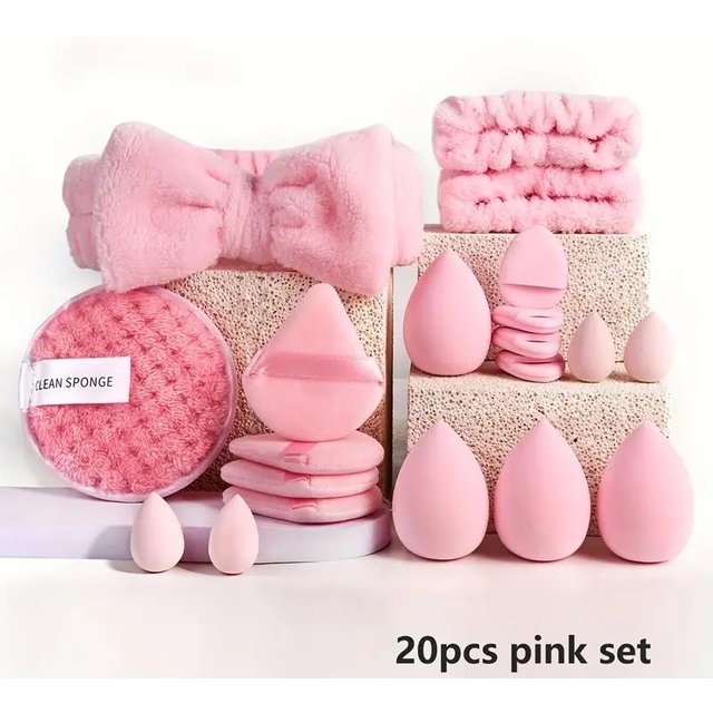 33-teiliges Beauty-Set Make-up-Kit große und kleine Beauty-Schwämme für makelloses Make-up-Auftragen und Entfernen von Make-up Komplettset