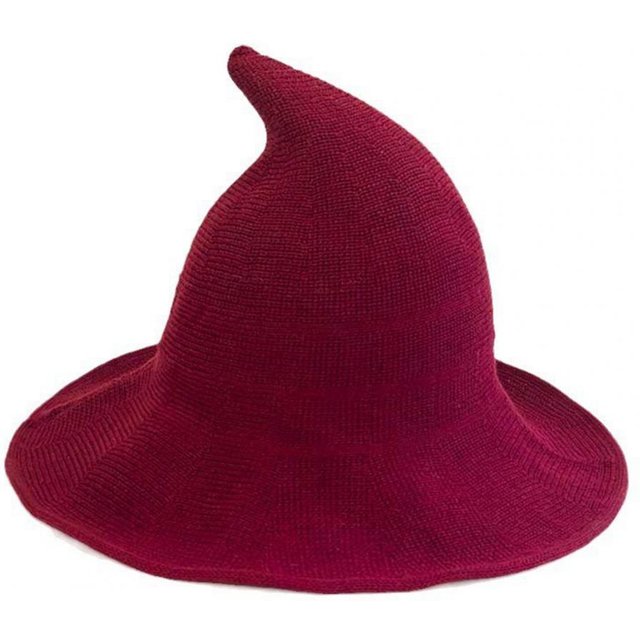 Chapeau de Sorcière d'Halloween Matière Élastique Unisexe Couleur Unie Soleil Pliable Carnaval Mascarade Cosplay Performance Sorcier H rouge