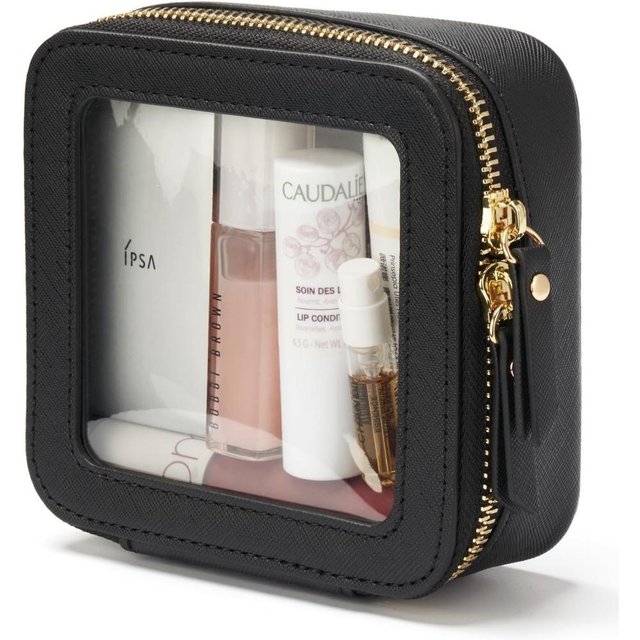 Kleine Kosmetiktasche für die Handtasche Mini-Make-up für Niedliche Klare Beutel Reise-Organizer-Etui für Toilettenartikel Wasserdichter Quadratischer Beutel Reißverschluss schwarz