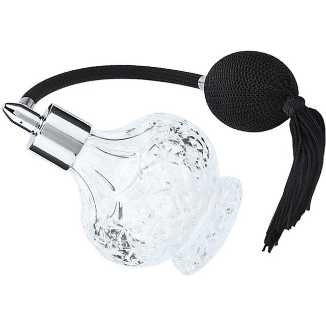Bottiglia di profumo in vetro retrò, ricaricabile, con nappa, bottiglia spray vuota, atomizzatore da 80 ml black