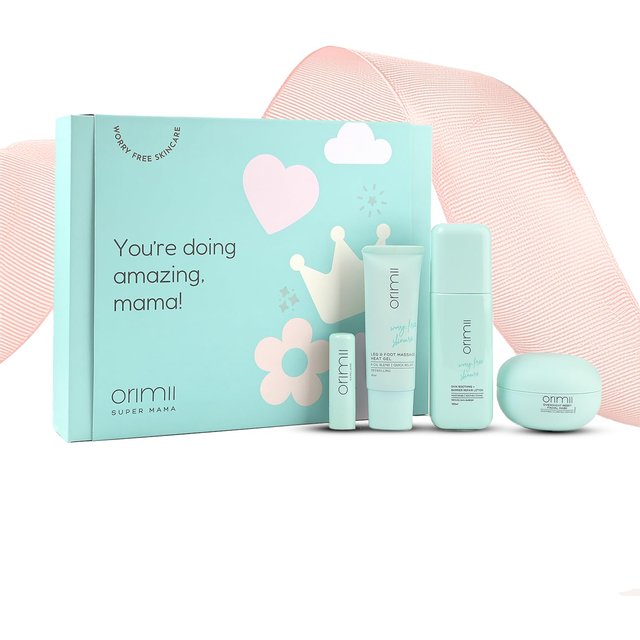 Orimii Vous faites un travail incroyable Coffret Cadeau d'Autosoins de Grossesse 900g avec Gel pour Soulager les Jambes, Lotion, Baume à Lèvres & Masque Facial pour les Futures Mamans white