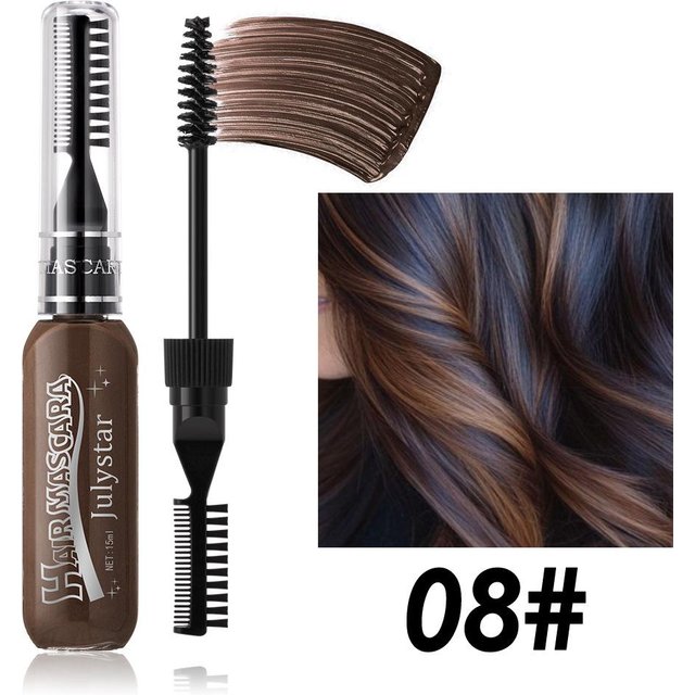 Mascara Coloré pour Cheveux Coloration Temporaire pour Cheveux 15ml Stylo Applicateur Lavable pour Mèches de Cheveux avec Brosse Intégrée pour Fête Maquillage de Scène Festival Cosplay gray