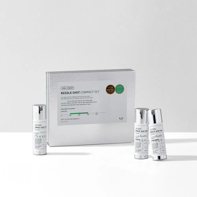 VT Cosmetics Reedle Shot Kompakt-Set 100 300 700 je 10ml Cica Reedle Niacinamid Centella Hyaluronsäure Haut-Booster Trio