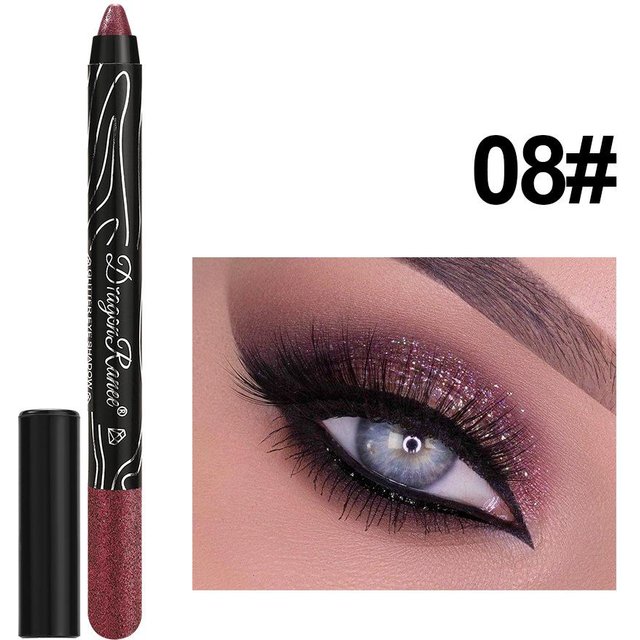 1Pc Metallic Lila Lidschatten Bleistift Glitter Silkworm Liner Pen Highlighter Langlebig Lidschatten Stick Make-Up black