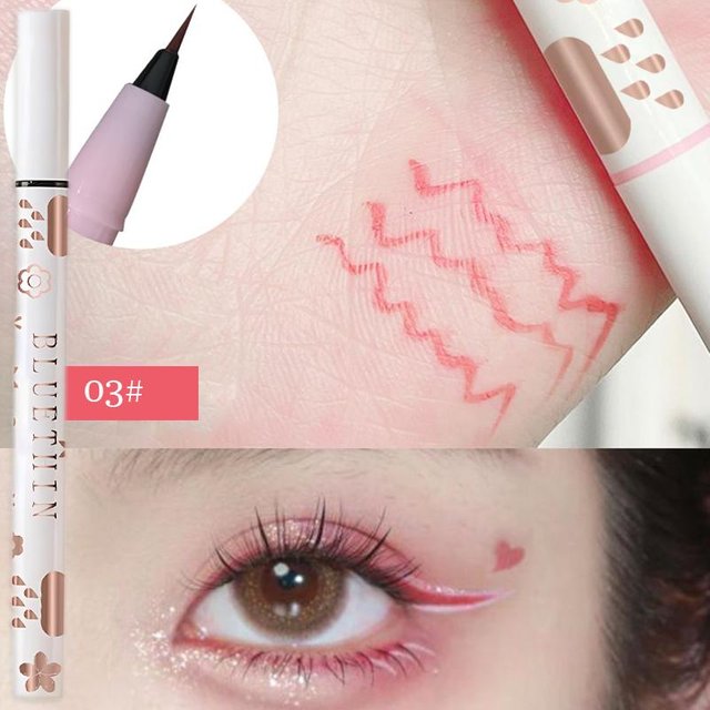 Eyeliner Liegender Seidenraupenstift, wischfest, fein, natürlich, langlebig, wasserfest, Eyeliner, Augen-Make-up, Kosmetik white