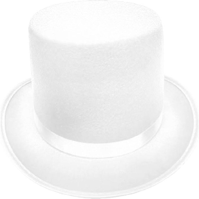 Chapeau Haut à Bord Roulé Chapeau à Haut Plat Chapeau de Magicien Adulte Unisexe Couvre-Chef pour Mascarades M blanc