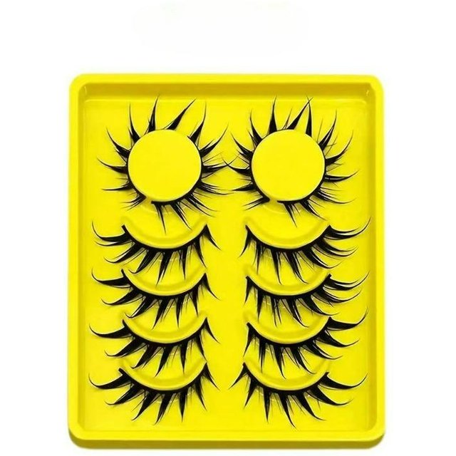 6 Paar Nasse Fuchsaugen-Wimpern Falsche Wimpern Cosplay Fake-Wimpern Dramatische Wimpern Nasse Wimpernverlängerungen Make-up-Werkzeug yellow