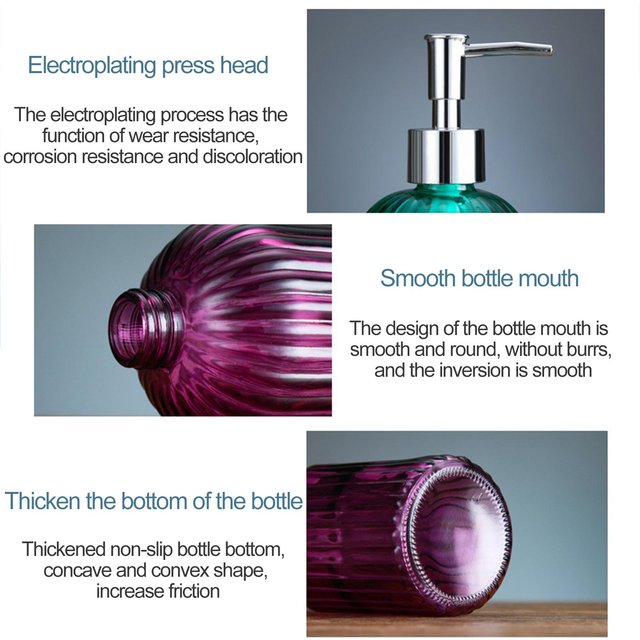 Rosa 400ml Glas-Pumpspenderflasche für Shampoo, Duschgel, Seife, Lotion