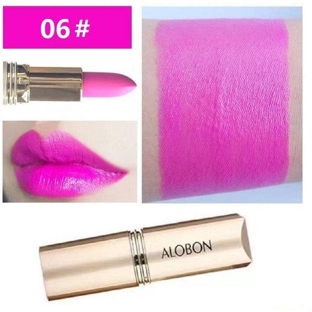 Lippenstift Wasserdicht Langlebig Rot Lippenstifte Resistant Rose Lippenstift Samt Lipstic Kosmetik Mädchen Frauen Make-Up 6# purple