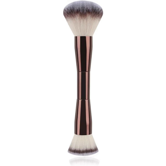 1 Stück Doppelseitiger Foundation- & Rougepinsel Weiche Borsten, Für Alle Hauttypen Perfekt Für Makellose Anwendung Von Flüssigem, Cremigem Und Puder-Make-up Pinsel black