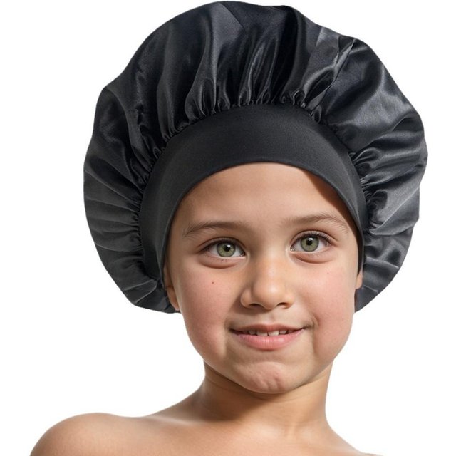 Kinder Satin Schlafhaube - Weiche Elastische Seidenähnliche Haarpflegehaube