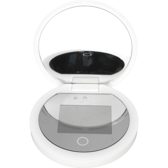 UV-Spiegel-Sonnenschutz-Testkamera mit Licht, 2-fache Vergrößerung, Reise-Make-up, 8,9 cm, Taschengröße L black