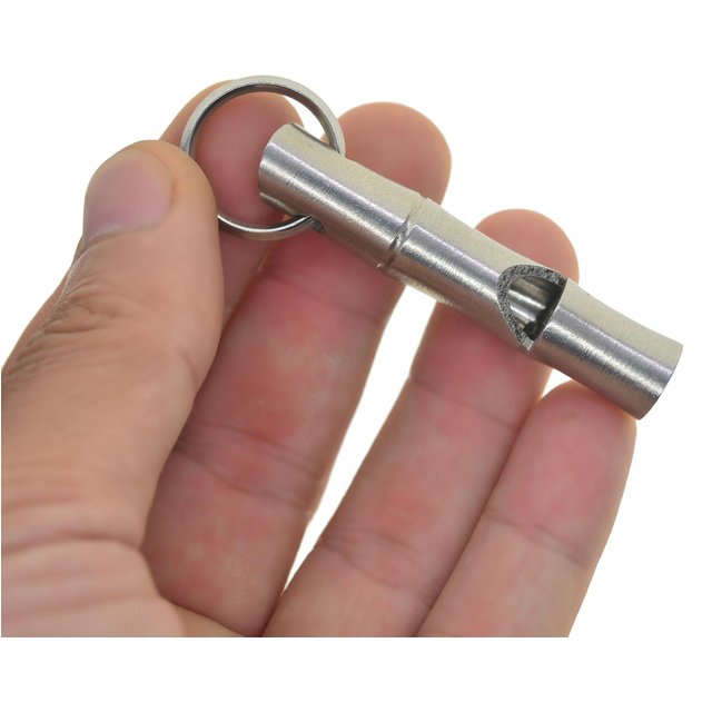 Porte-clés sifflet de sauvetage en bambou en laiton massif et acier inoxydable 304 porte-clés avec anneaux de 20 mm Porte-clés EDC Manuel d'utilisation pratique brown
