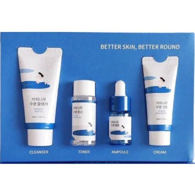 Round Lab Reisetaugliches Mini-Hautpflege-Set Birken-Saft Test-Set blue