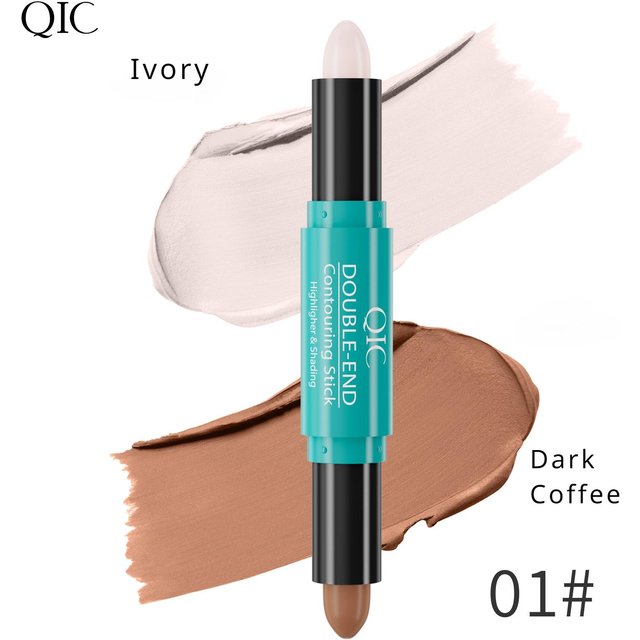 Konturenstift mit zwei Enden, Highlighter, Bronzer-Stick, 3D-Retusche, Nasenschatten, Schatten, Matt, Concealer-Stick, wasserfester Gesichtskonturierungsstift, Make-up-Stick 1# white