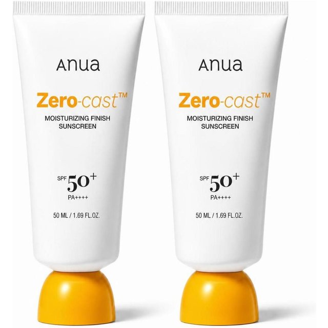 ANUA Zero-Cast Tägliche Feuchtigkeits-Sonnencreme SPF50+ PA++++ 50ml Unsichtbare Feuchtigkeitsspendende Sonnencreme 2 pcs