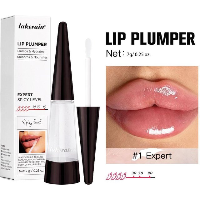 Lip Plumper Öl Sofort Volumenvergrößernd Erhöht die Lippenelastizität Lang anhaltende Feuchtigkeitspflege Lip Plumper Gloss Sexy Beauty Make-up black
