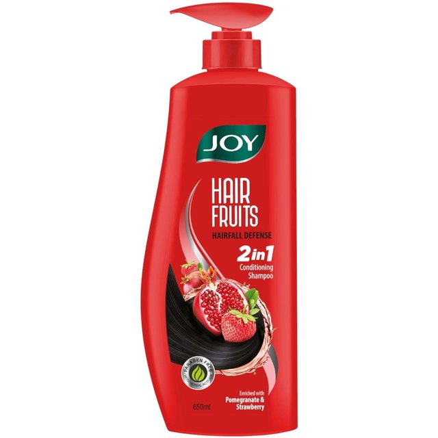Joy Hair Fruits Haarausfall-Schutz Pflegeshampoo 650 ml Packung 1 Angereichert mit Granatapfel & Erdbeere red