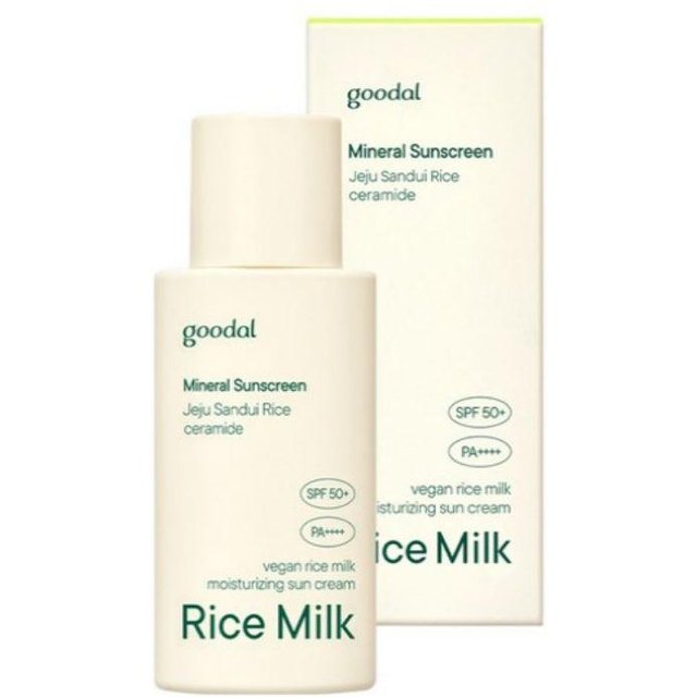 goodal Vegane Reismilch Feuchtigkeits-Sonnencreme SPF50+ PA++++ 50ml Feuchtigkeitsspendender Leichter UV-Schutz für den täglichen Gebrauch white