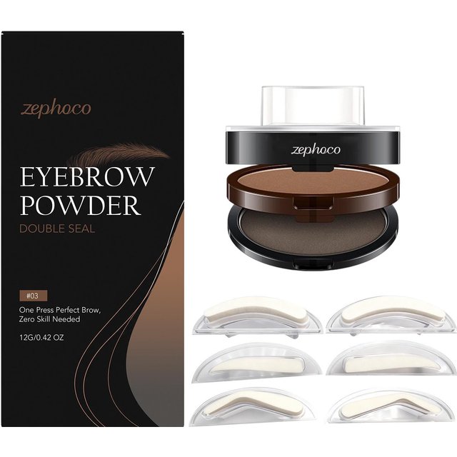 Zephoco Wasserdichtes Augenbrauenstempel & Puder Set: Natürliches, Volumen gebendes, Einfach anzuwendendes, Pigmentiertes Make-up für den täglichen Weg zur Arbeit.