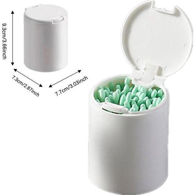Wattestäbchen Organizer Aufbewahrung Bambusdeckel Acryl Runder Organizer Make-up Aufbewahrungsbox Behälter Acryl Aufbewahrungsbox white