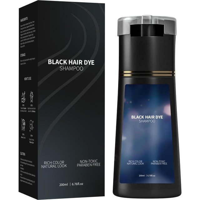 Sofortige Grauabdeckung & Ölkontrolle Shampoo - Bietet weiches, voluminöses Haar mit pflegender Pflege in einer Wäsche, Farbauffrischung. Black black