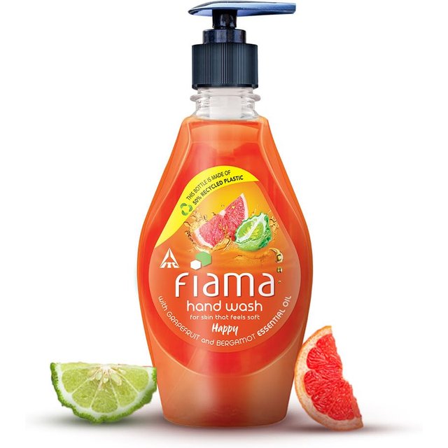 Fiama Happy Hand Wash 400 ml Packung mit 1 Stück Mit Grapefruit Bergamotte Ätherischem Öl Weiche Geschmeidige Duftende Hände orange