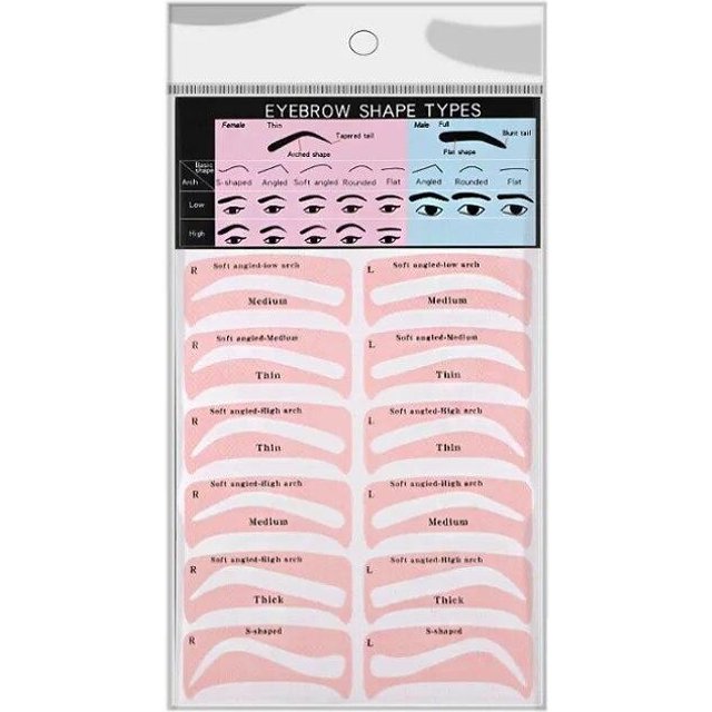 4 Blatt/Set Augenbrauenformer DIY Augenbrauenstempel Aufkleber Karte Augen Make-up Schablonen Lineal Brauendefinierer Gestaltungswerkzeug white