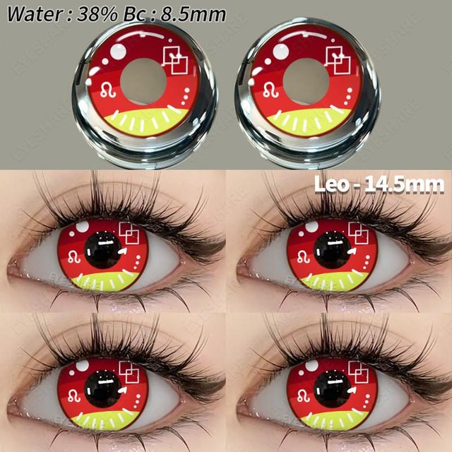Eyeshare 1 Paar Rosa Rote Cosplay Kontaktlinsen für Augen Anime Rollenspiel Augen Make-up Kontakte für Halloween Jährlich red