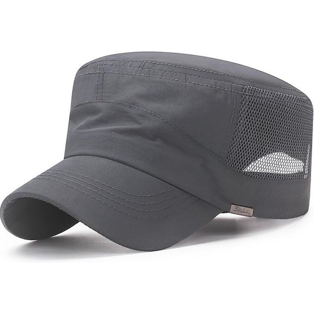 Sommer Military Caps Männer Mesh Hut Im Freien Schnell Trocknende Sonnencreme Flachen Hut Trucker Snapback Baseball Cap Armee Visiere Hut 55-60cm dunkelgrau