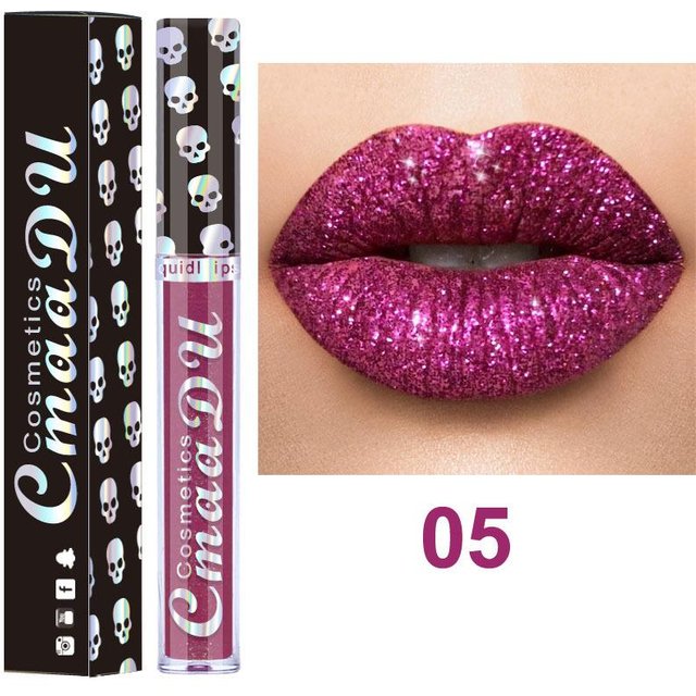 Diamant-Lipgloss, glänzender Glitzer-Lippenstift, metallischer Lipgloss, hochpigmentierter, langanhaltender Lippenstift, Lippen-Make-up 05