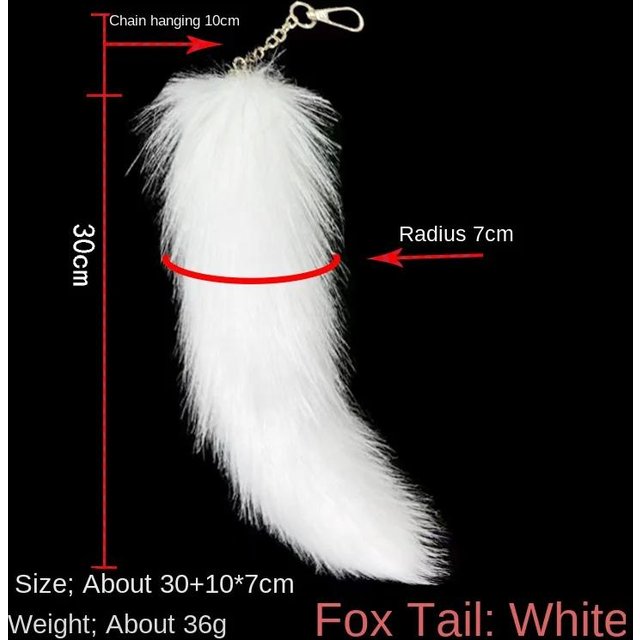 Long Renard Loup Accessoires Cosplay Queue de Chat Poilue Masque Porte-clés Masques de Mascarade Demi-visage Fête Fantaisie Noir Mariage Festival white