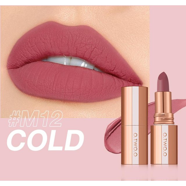 O.TWO.O Lippenstift Lip Tint Wasserdicht Langanhaltend Nicht klebend an Tasse Sexy Rot Rosa Lippenlack Samtig Matt Lippenstift Make-up beige