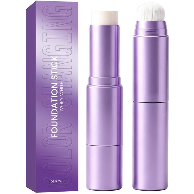 Elfenbeinweiß 2-in-1 Farbwechselnder Foundation-Stick Aufhellend Gleichmäßiger Teint Natürliche Makellose Basis Tragbarer Concealer-Stick 50g