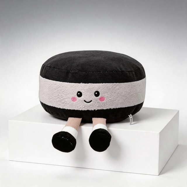 Coussin Peluche Palet de Hockey Câlin Jouet Délicat Poupée Chaude Uniforme Construction à Points Fins Yeux en Perles Rondes Minuscules Blush Rose white