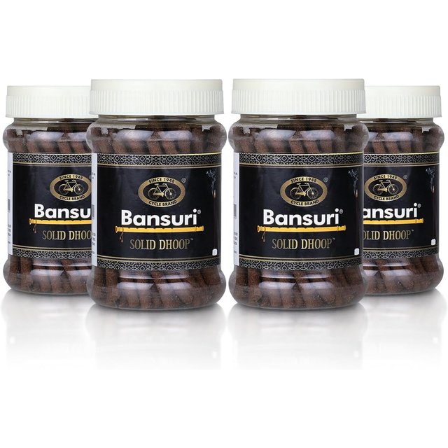 Cycle Pure Bâtonnets d'encens Dhoop sans bambou Pack de 4 100g chacun Parfum Guggal pour Pooja Méditation Usage Quotidien black