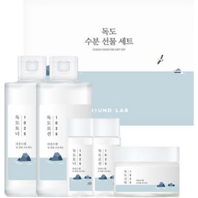 Round Lab 1025 Dokdo Feuchtigkeitsspendendes Hautpflege-Geschenkset Hydrating Skincare Gift Set white