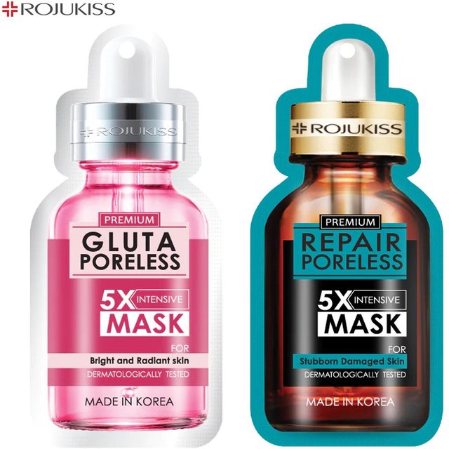Rojukiss Acne/Firm/Red Serum/Gluta/HYA/Omega/Perfect/Repair/White/Zinc Poreless 5X Intensive Mask 25 ml – Thai Skincare Gluta 1 & Repair 1
